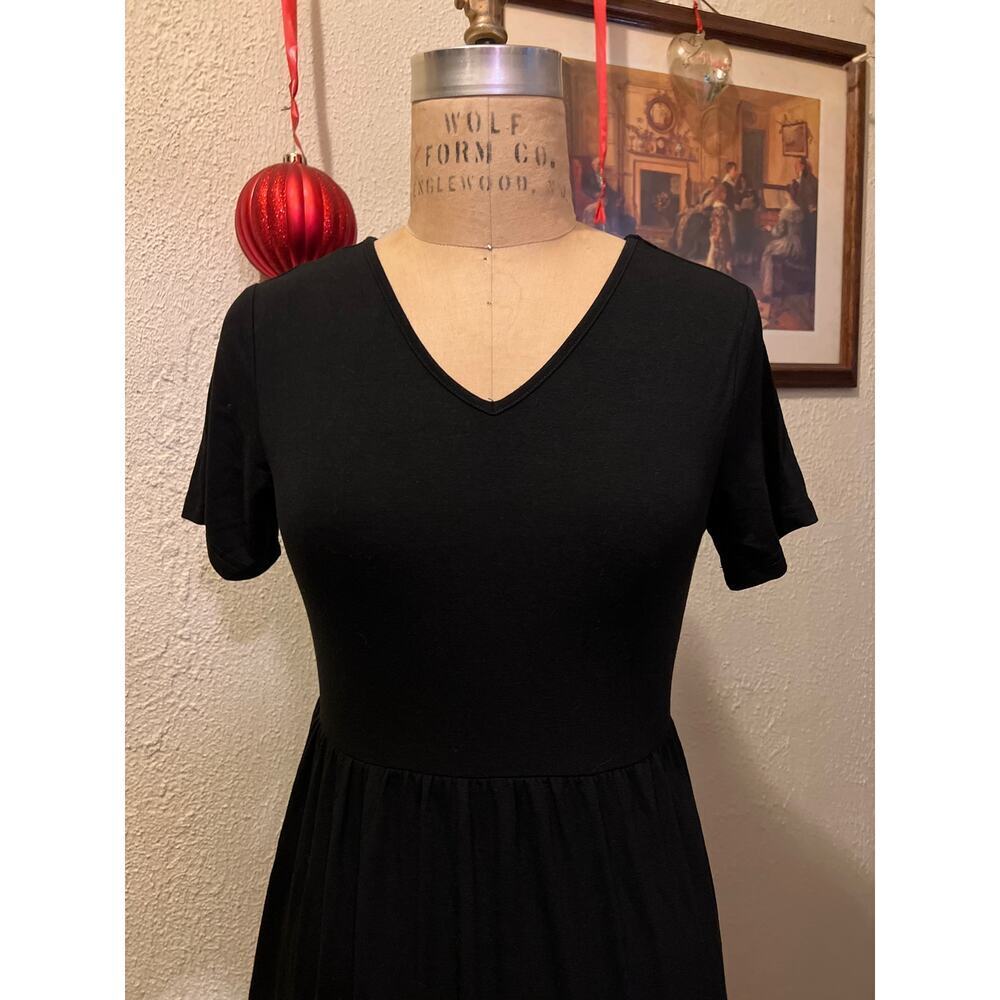 Women's Casual Cotton Blend V-Neck Short Sleeve Tiered Midi Dress NWT Size S - Picture 3 of 9